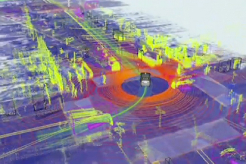 Thomas Frey Futurist Speaker Image of what a driverless car “sees”