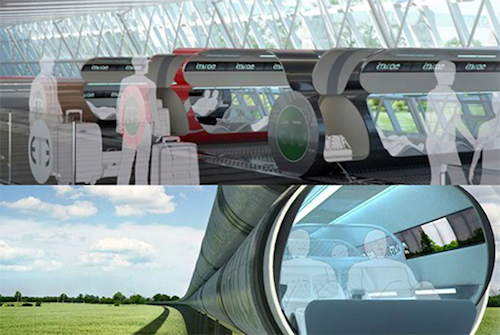 Thomas Frey Futurist Speaker Illustrations of riding in ET3 capsules at 4,000 mph