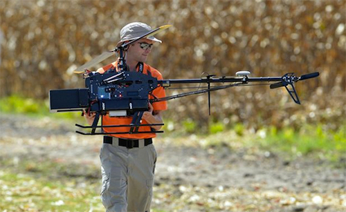 Thomas Frey Futurist speaker Helicopter drone used to monitor crops