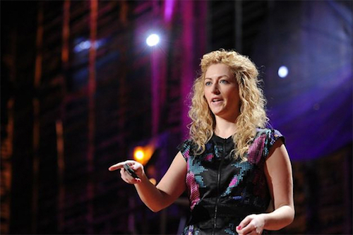 Thomas Frey Futurist Speaker Jane McGonigal delivering her talk at TED